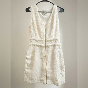 Walter Baker White Tweed Sleeveless Mini Dress Size 10 Gold Zip  NWT